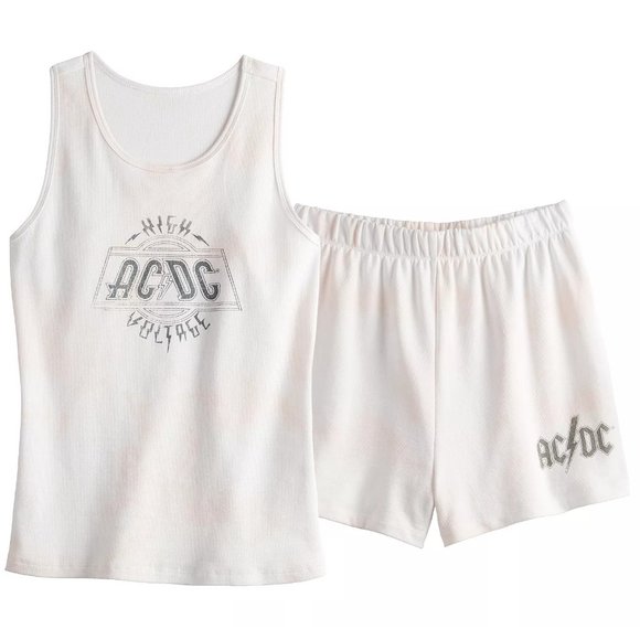 New! AC/DC High Voltage Rock Band Tank Top & Shorts Set